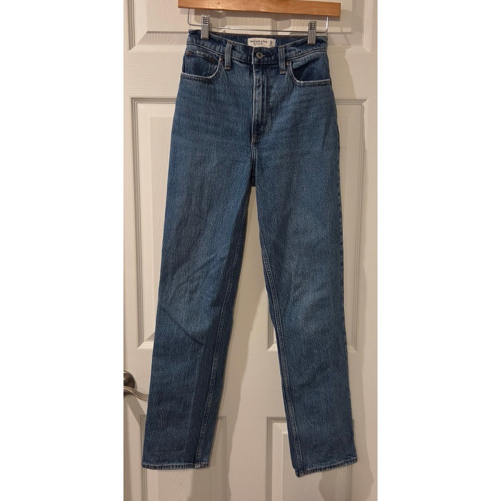 Abercrombie Curve Love 90s Straight Ultra High Rise Jeans 24 Long Blue Denim